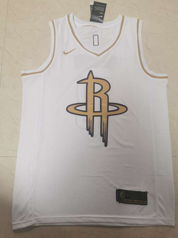 2020 Houston Rockets HARDEN #13 White Gold Basketball Jersey (Stitched)