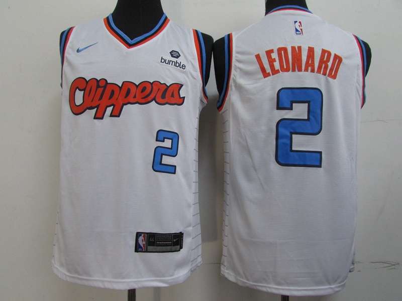Los Angeles Clippers LEONARD #2 White Basketball Jersey 02 (Stitched)