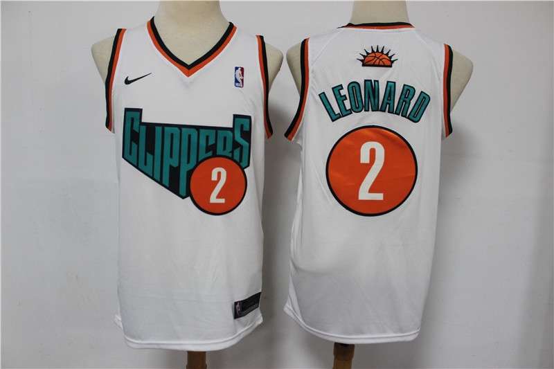 Los Angeles Clippers LEONARD #2 White Basketball Jersey 03 (Stitched)