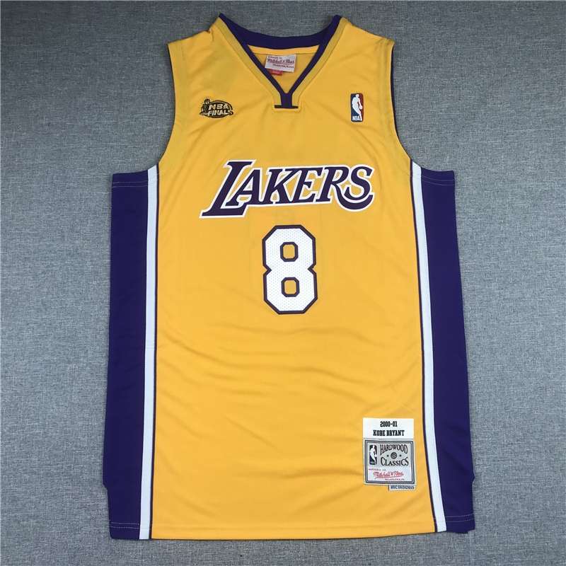 2000/01 Los Angeles Lakers BRYANT #8 Yellow Finals Classics Basketball Jersey (Stitched)
