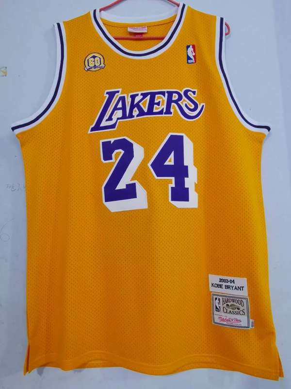 2003/04 Los Angeles Lakers BRYANT #24 Yellow Classics Basketball Jersey (Stitched)