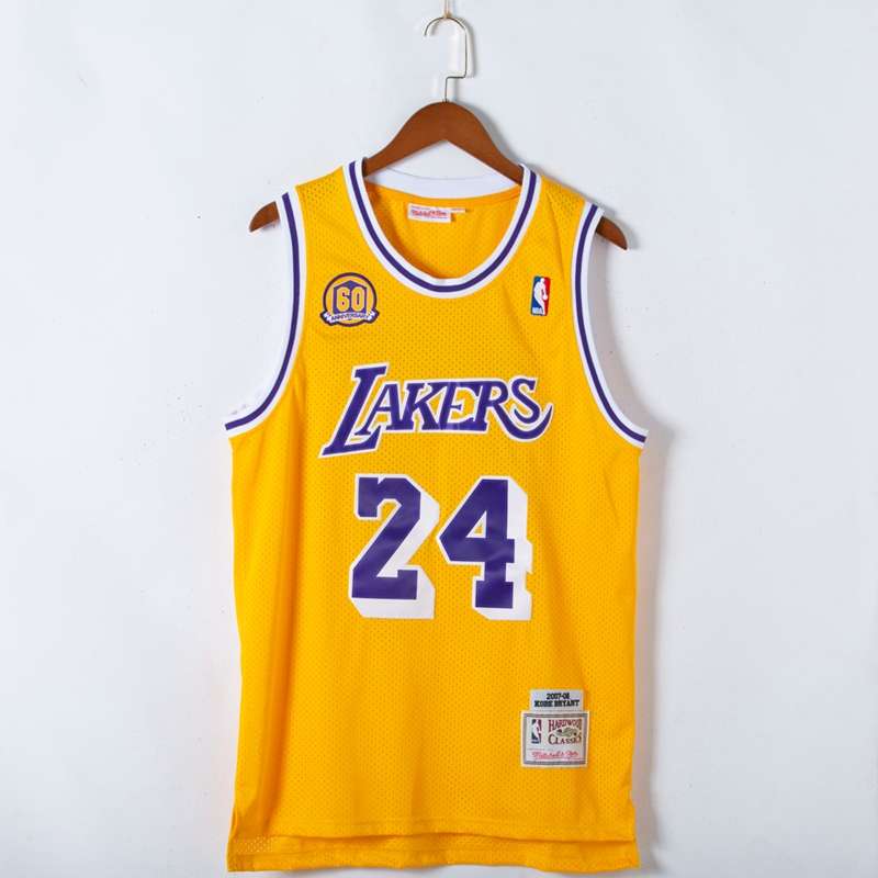 2007/08 Los Angeles Lakers BRYANT #24 Yellow Classics Basketball Jersey (Stitched)