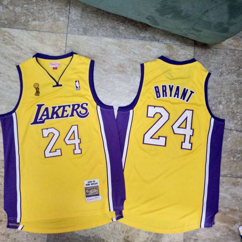 2008/09 Los Angeles Lakers BRYANT #24 Yellow Champion Classics Basketball Jersey (Closely Stitched)