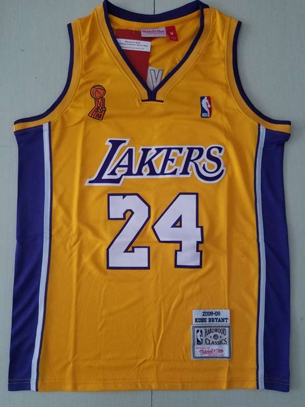 2009 Los Angeles Lakers BRYANT #24 Yellow Champion Classics Basketball Jersey (Stitched)
