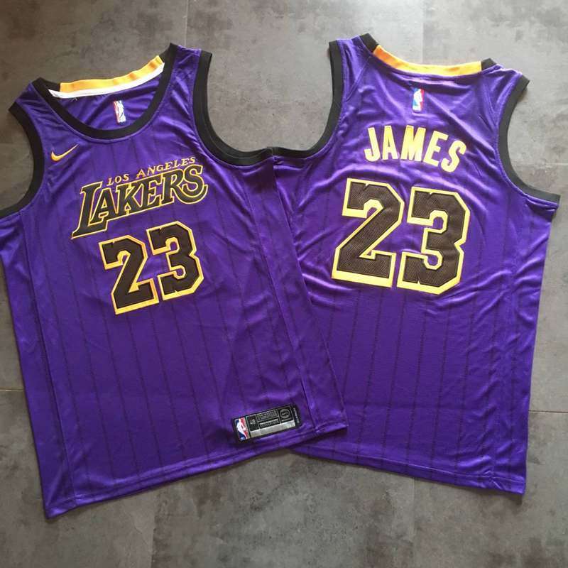 2019 Los Angeles Lakers JAMES #23 Purple City Basketball Jersey (Closely Stitched)