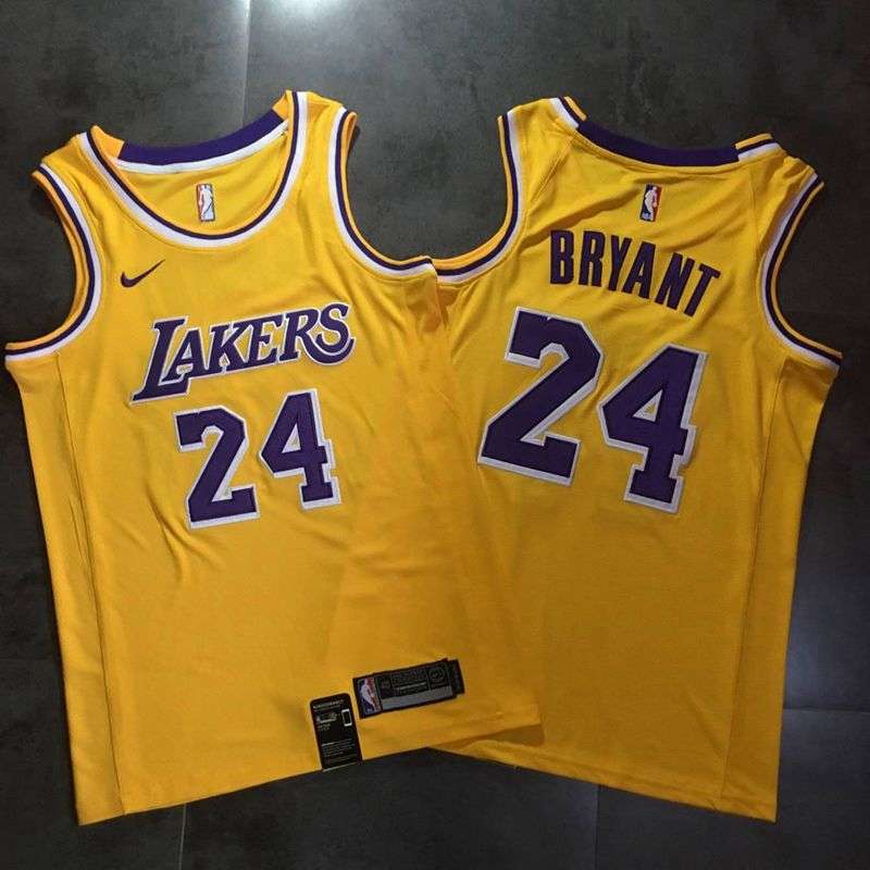 2019 Los Angeles Lakers BRYANT #24 Yellow Basketball Jersey (Closely Stitched)