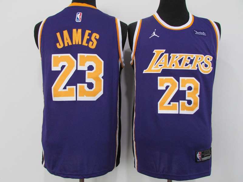20/21 Los Angeles Lakers JAMES #23 Purple AJ Basketball Jersey (Stitched)