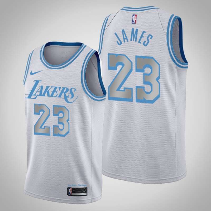 20/21 Los Angeles Lakers JAMES #23 White City Basketball Jersey (Stitched)