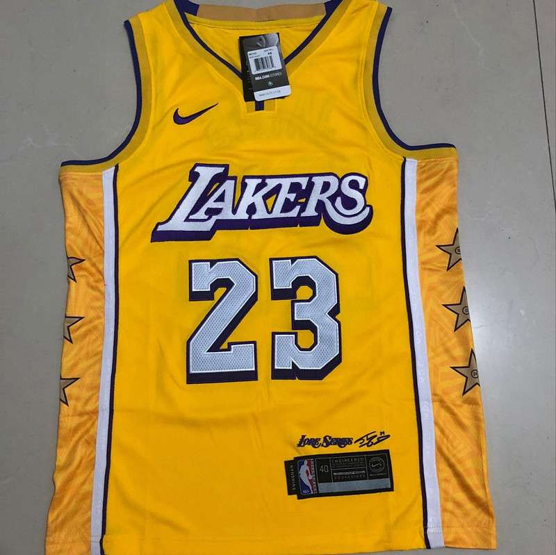2020 Los Angeles Lakers JAMES #23 Yellow City Basketball Jersey (Closely Stitched)