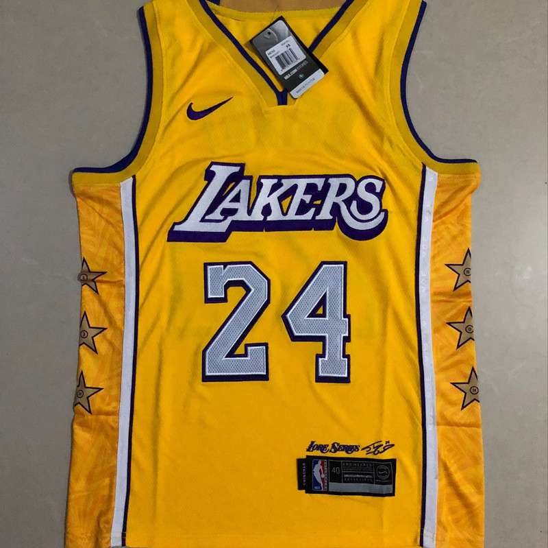 2020 Los Angeles Lakers BRYANT #24 Yellow City Basketball Jersey (Closely Stitched)