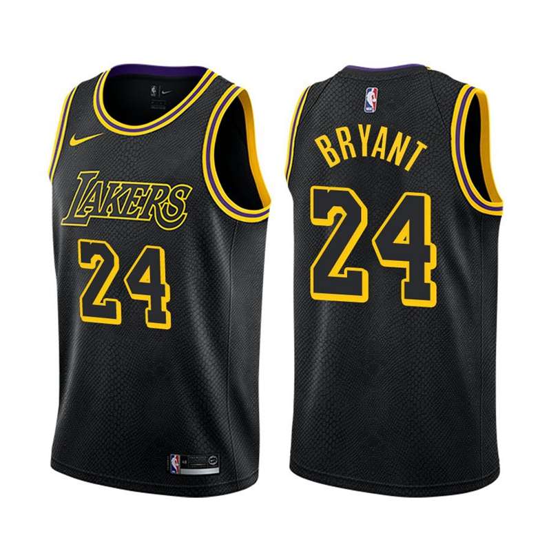2020 Los Angeles Lakers BRYANT #24 Black City Basketball Jersey (Stitched)