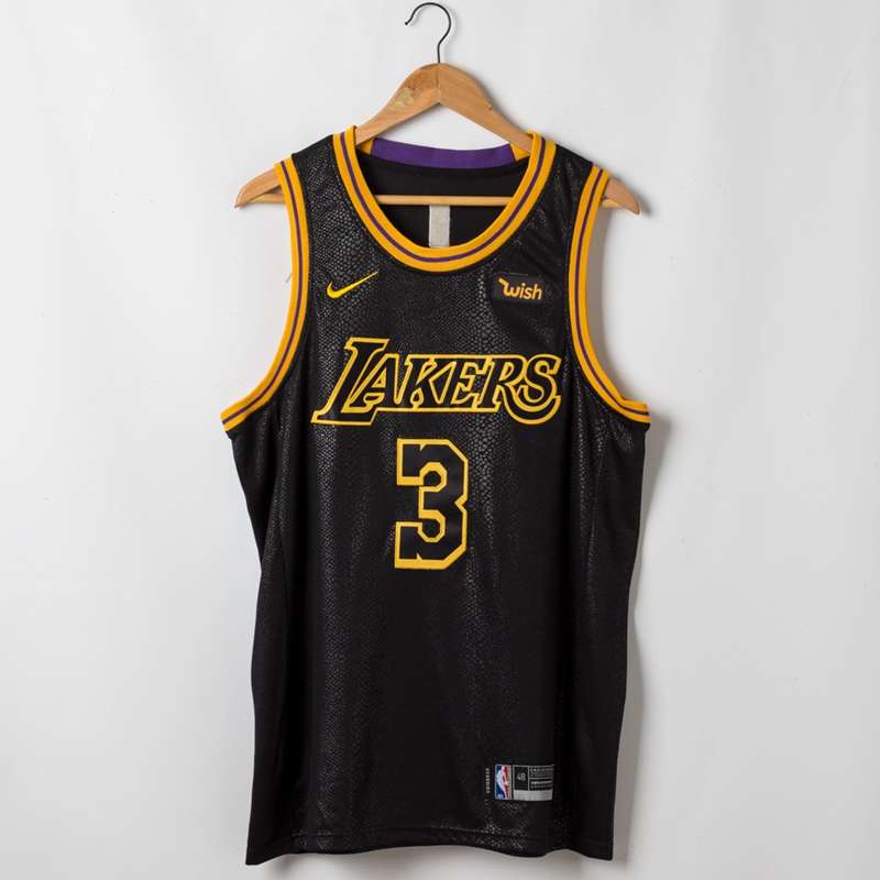 2020 Los Angeles Lakers DAVIS #3 Black City Basketball Jersey (Stitched)