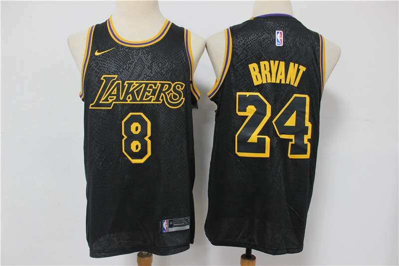 2020 Los Angeles Lakers BRYANT #8 #24 Black City Basketball Jersey (Stitched)