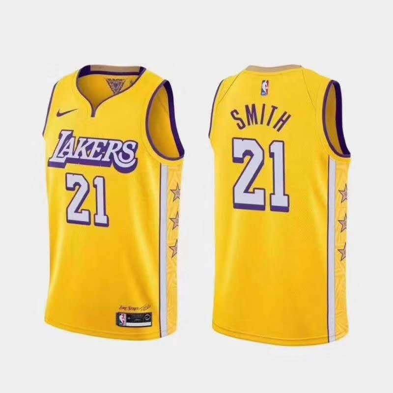 2020 Los Angeles Lakers SMITH #21 Yellow City Basketball Jersey (Stitched)
