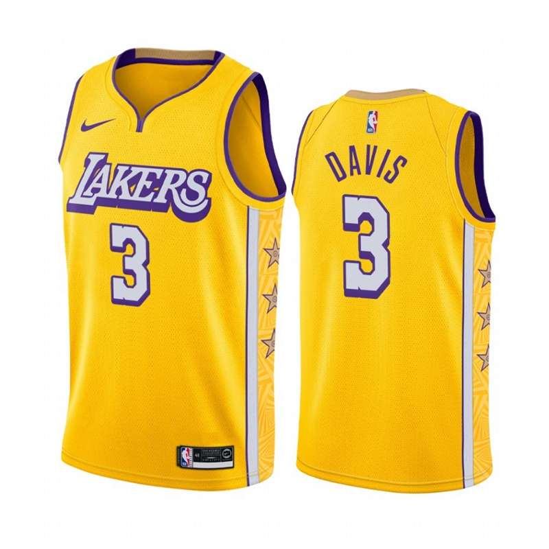 2020 Los Angeles Lakers DAVIS #3 Yellow City Basketball Jersey (Stitched)