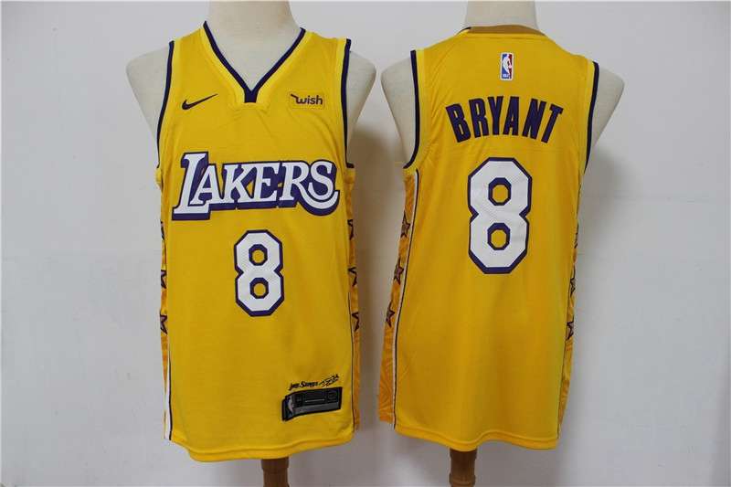 2020 Los Angeles Lakers BRYANT #8 Yellow City Basketball Jersey (Stitched)