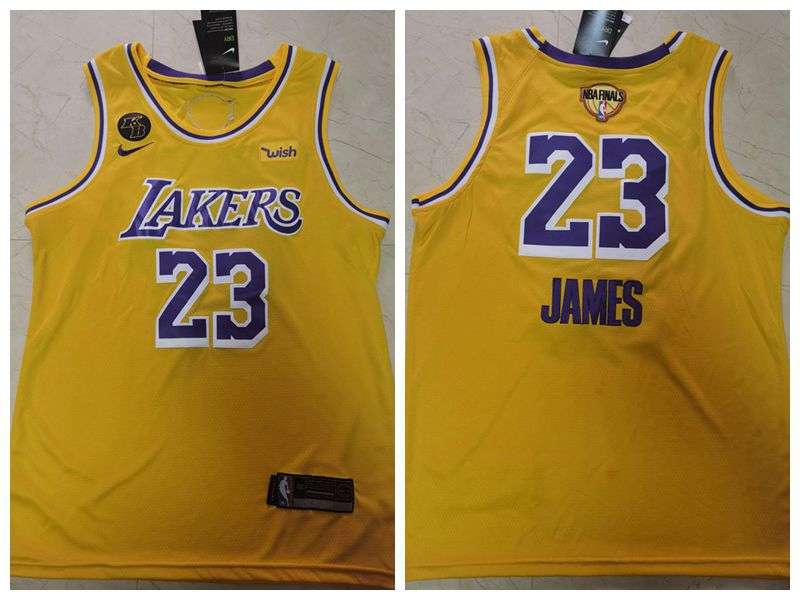 2020 Los Angeles Lakers JAMES #23 Yellow Finals Basketball Jersey (Stitched)