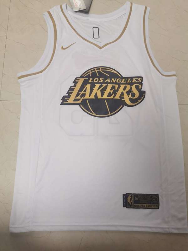 2020 Los Angeles Lakers JAMES #23 White Gold Basketball Jersey (Stitched)
