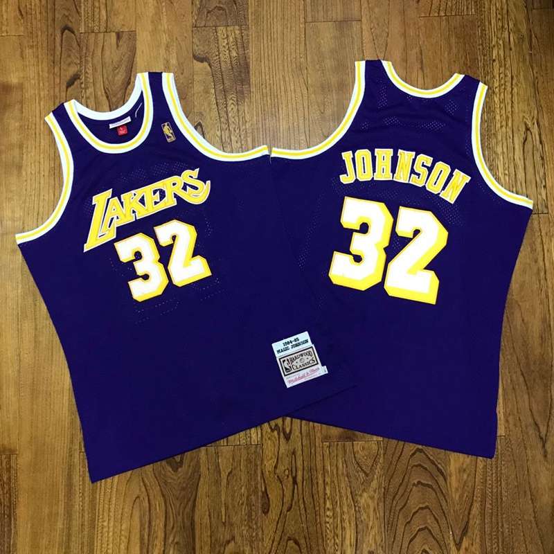 1984/85 Los Angeles Lakers JOHNSON #32 Purple Classics Basketball Jersey (Closely Stitched)