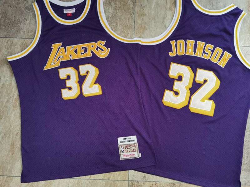 1984/85 Los Angeles Lakers JOHNSON #32 Purple Classics Basketball Jersey 02 (Closely Stitched)