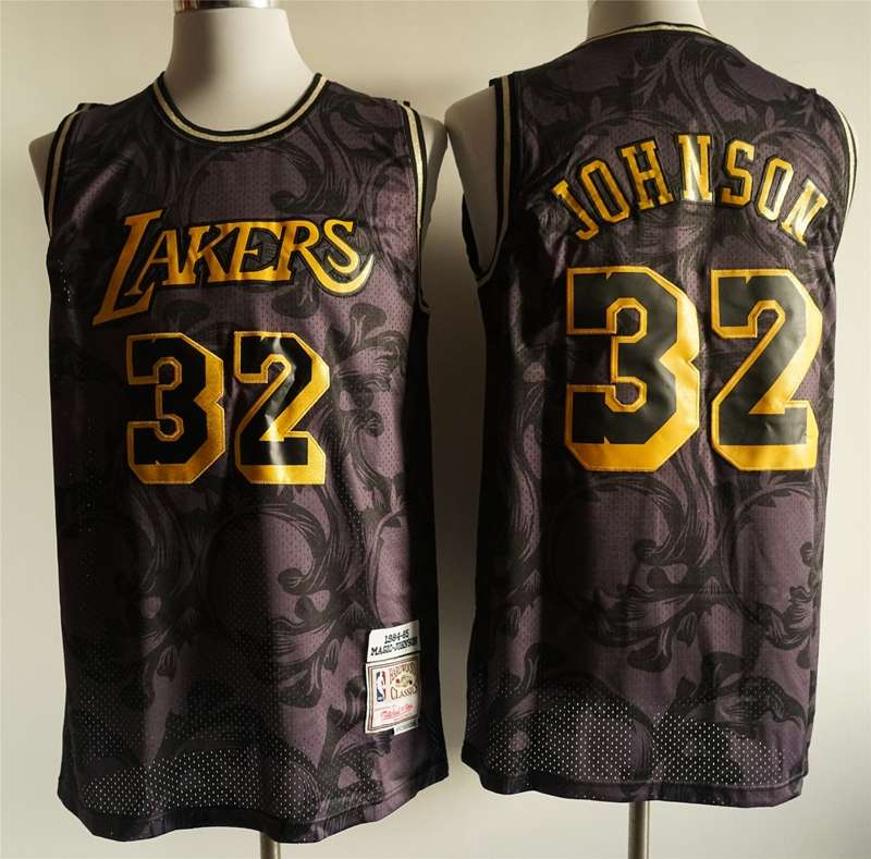 1984/85 Los Angeles Lakers JOHNSON #32 Black Classics Basketball Jersey (Stitched)