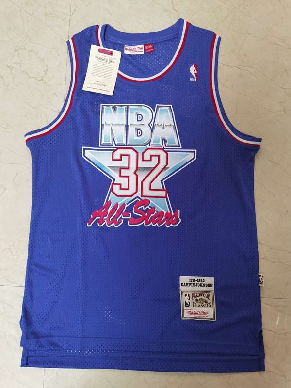 1992 Los Angeles Lakers JOHNSON #32 Blue ALL-STAR Classics Basketball Jersey (Stitched)