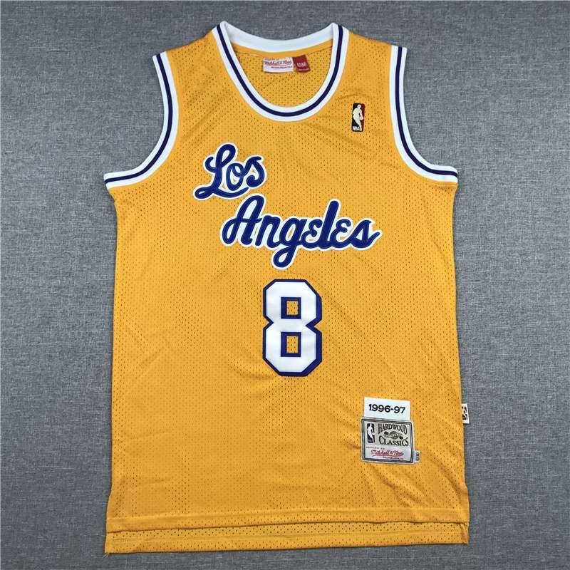 1996/97 Los Angeles Lakers BRYANT #8 Yellow Classics Basketball Jersey (Stitched)