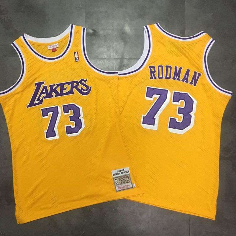 1998/99 Los Angeles Lakers RODMAN #73 Yellow Classics Basketball Jersey (Closely Stitched)
