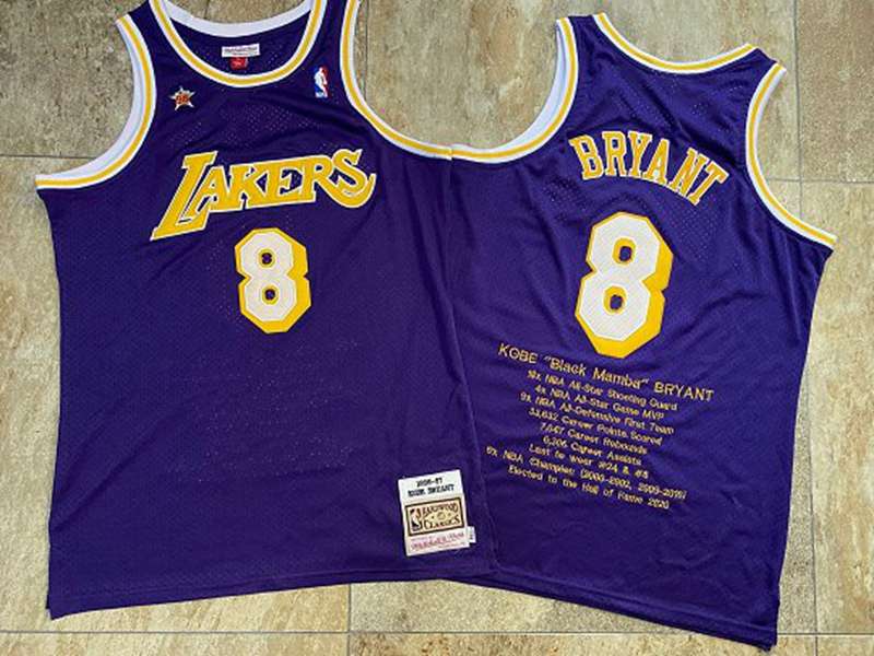 1998 Los Angeles Lakers BRYANT #8 Purple ALL-STAR Classics Basketball Jersey 02 (Closely Stitched)