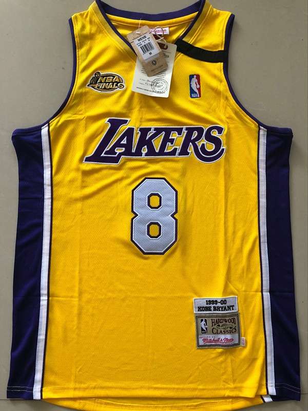 1999/00 Los Angeles Lakers BRYANT #8 Yellow Finals Classics Basketball Jersey (Closely Stitched)