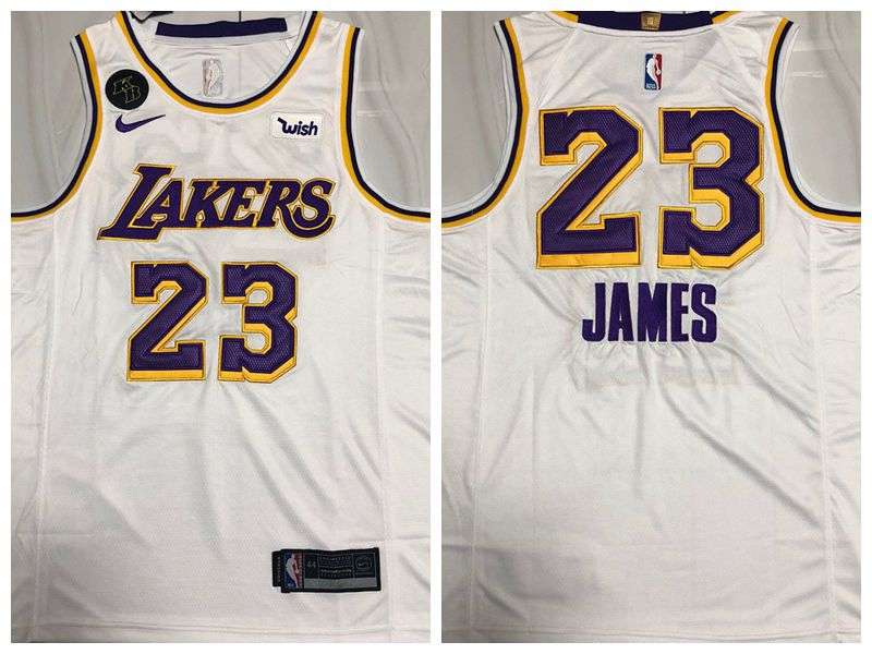 Los Angeles Lakers JAMES #23 White Basketball Jersey (Closely Stitched)