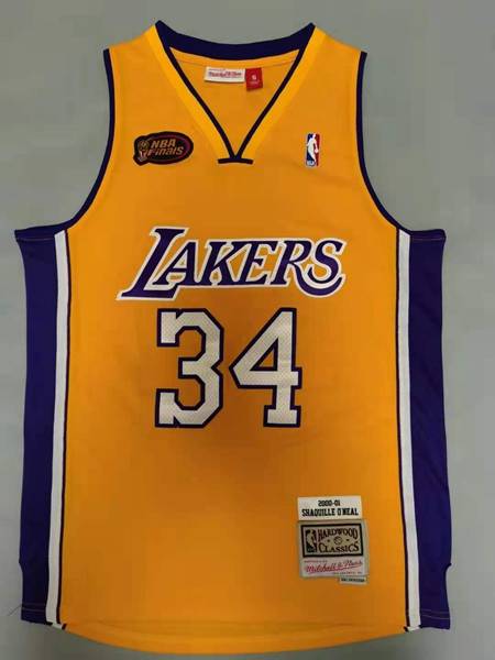 2000/01 Los Angeles Lakers ONEAL #34 Yellow Finals Classics Basketball Jersey (Stitched)