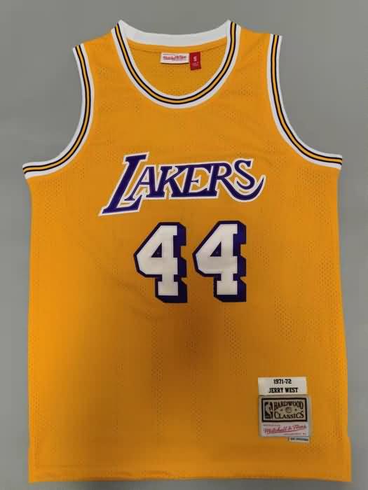 1971/72 Los Angeles Lakers WEST #44 Yellow Classics Basketball Jersey (Stitched)