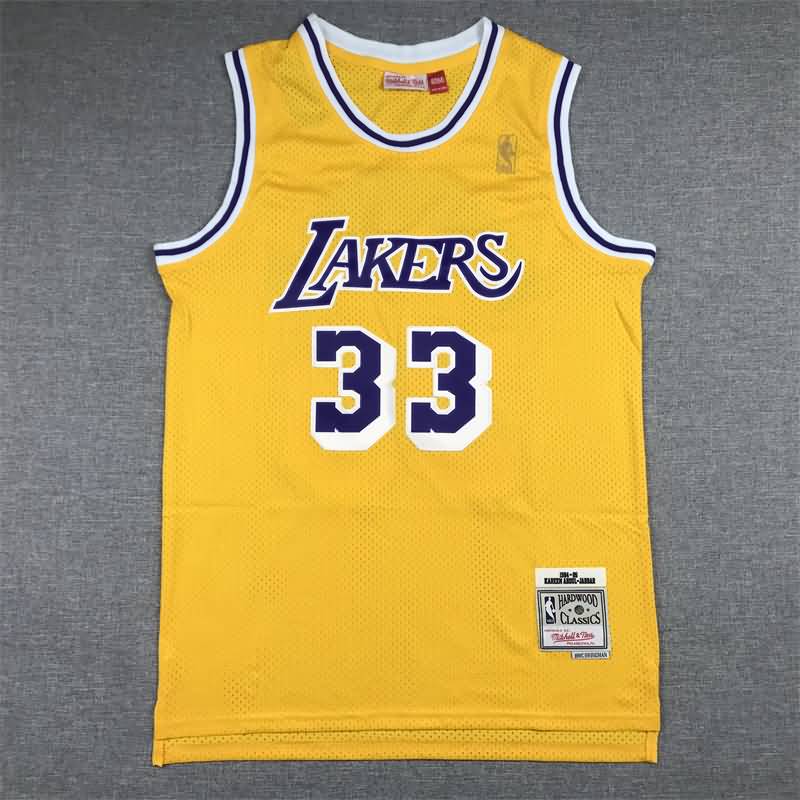 1984/85 Los Angeles Lakers ABDUL-JABBAR #33 Yellow Classics Basketball Jersey (Stitched)