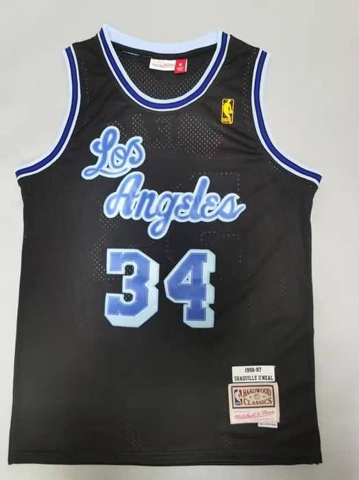 1996/97 Los Angeles Lakers ONEAL #34 Black Classics Basketball Jersey 02 (Stitched)