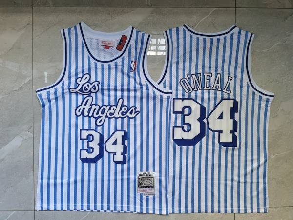 1996/97 Los Angeles Lakers ONEAL #34 White Blue Classics Basketball Jersey (Stitched)