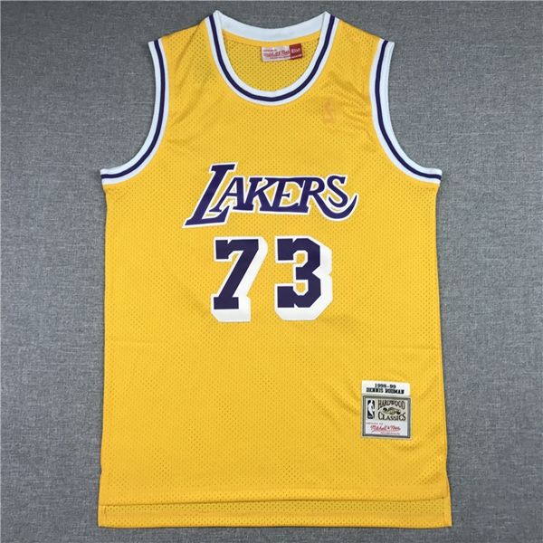 1998/99 Los Angeles Lakers RODMAN #73 Yellow Classics Basketball Jersey (Stitched)