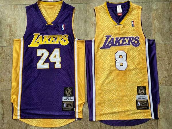 Los Angeles Lakers BRYANT #8 Yellow Purple Classics Basketball Jersey (Closely Stitched)
