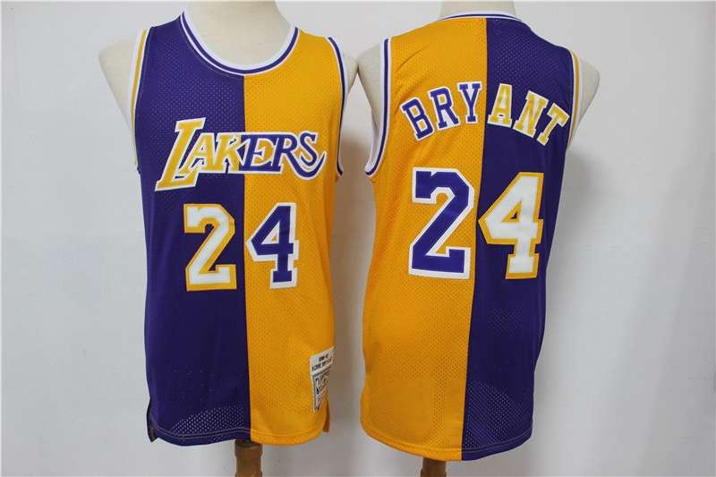 Los Angeles Lakers BRYANT #24 Purple Yellow Classics Basketball Jersey (Stitched)