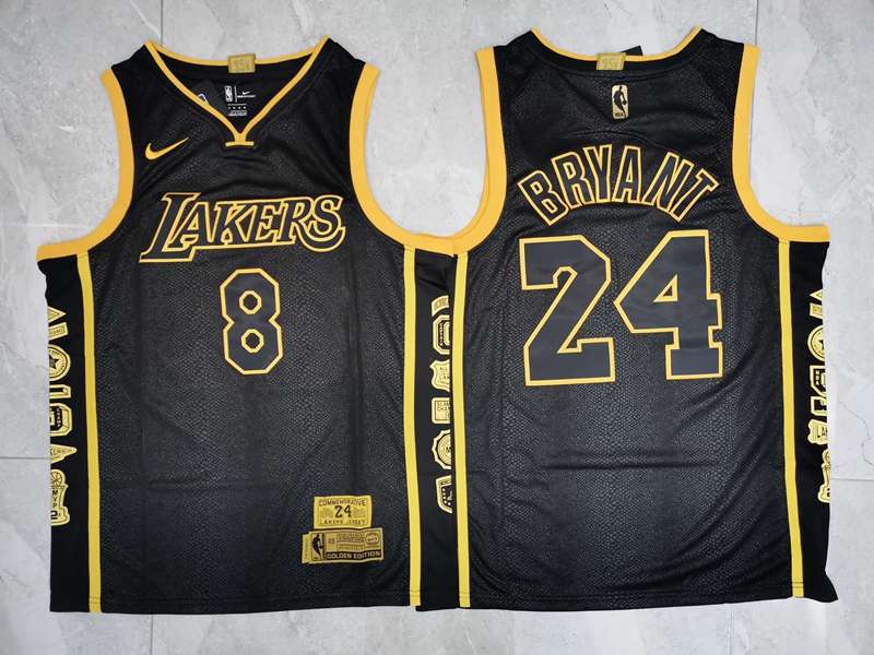 Los Angeles Lakers BRYANT #8 #24 Black Basketball Jersey 02 (Stitched)