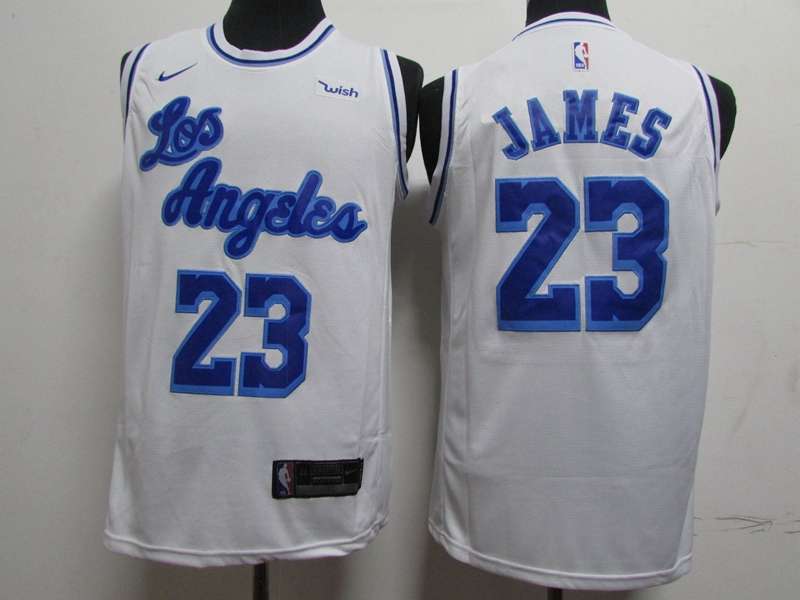 Los Angeles Lakers JAMES #23 White Basketball Jersey 03 (Stitched)