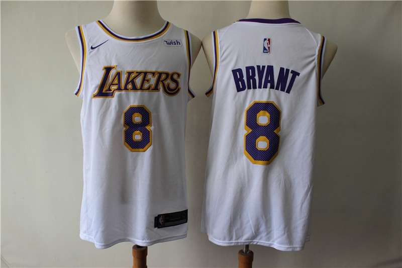 Los Angeles Lakers BRYANT #8 White Basketball Jersey (Stitched)