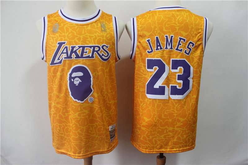 Los Angeles Lakers JAMES #23 Yellow Basketball Jersey 03 (Stitched)