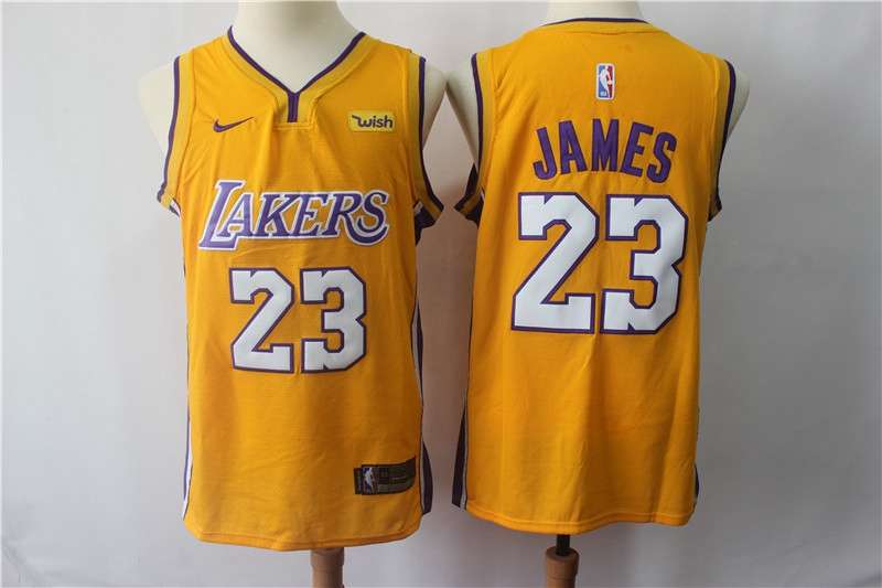 Los Angeles Lakers JAMES #23 Yellow Basketball Jersey 04 (Stitched)