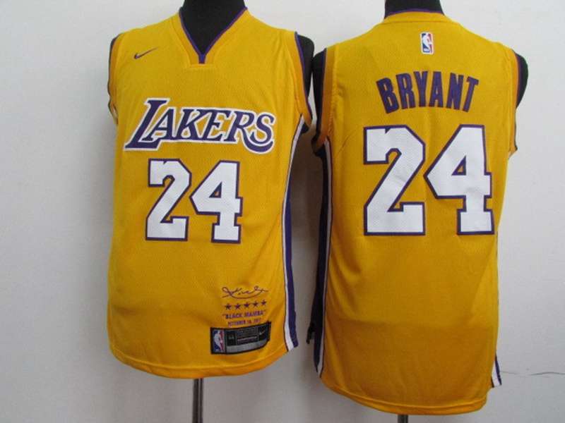 Los Angeles Lakers BRYANT #24 Yellow Basketball Jersey 04 (Stitched)