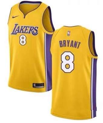 Los Angeles Lakers BRYANT #8 Yellow Basketball Jersey 02 (Stitched)