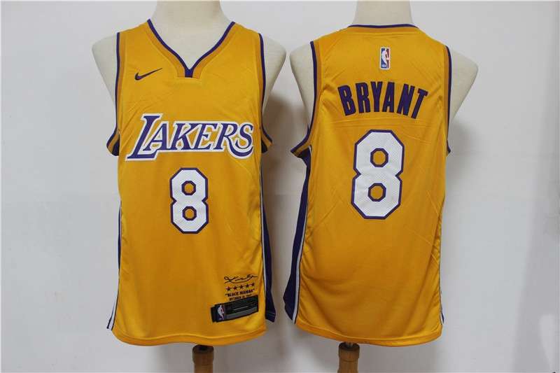 Los Angeles Lakers BRYANT #8 Yellow Basketball Jersey 04 (Stitched)