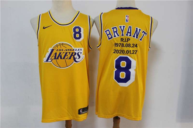 Los Angeles Lakers BRYANT #8 Yellow Basketball Jersey 05 (Stitched)