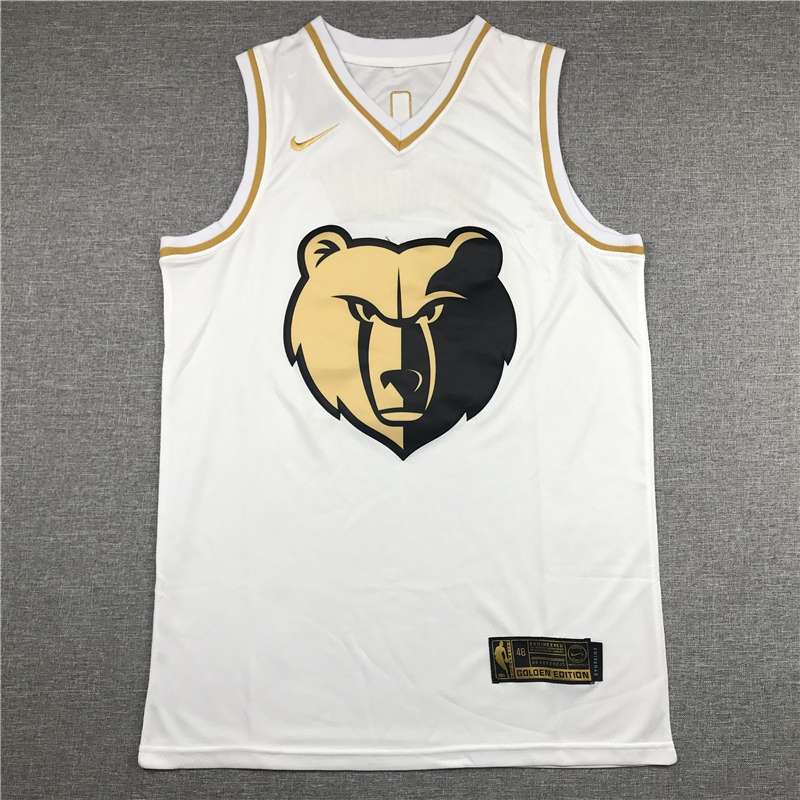 2020 Memphis Grizzlies MORANT #12 White Gold Basketball Jersey (Stitched)