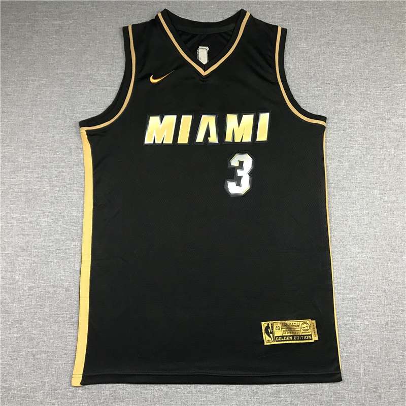 20/21 Miami Heat WADE #3 Black Gold Basketball Jersey (Stitched)